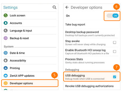 Ativar o modo de depuração USB no ASUS