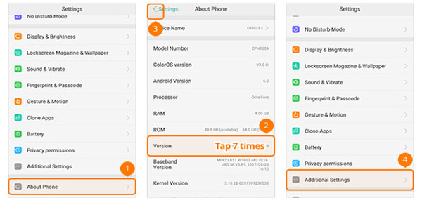 Ativar modo de depuração USB no telefone OPPO