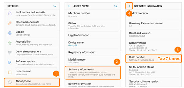 Ativar modo de depuração USB no Samsung Galaxy S8/S8