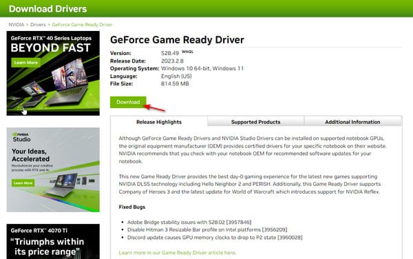 Driver de download da Nvidia