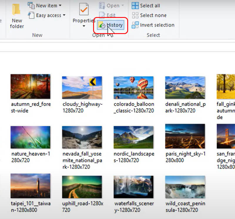 Histórico de cliques