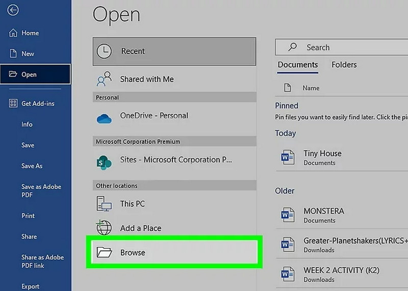 Encontrar Navegar no Word