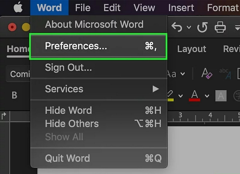 Inicie o Word no Mac