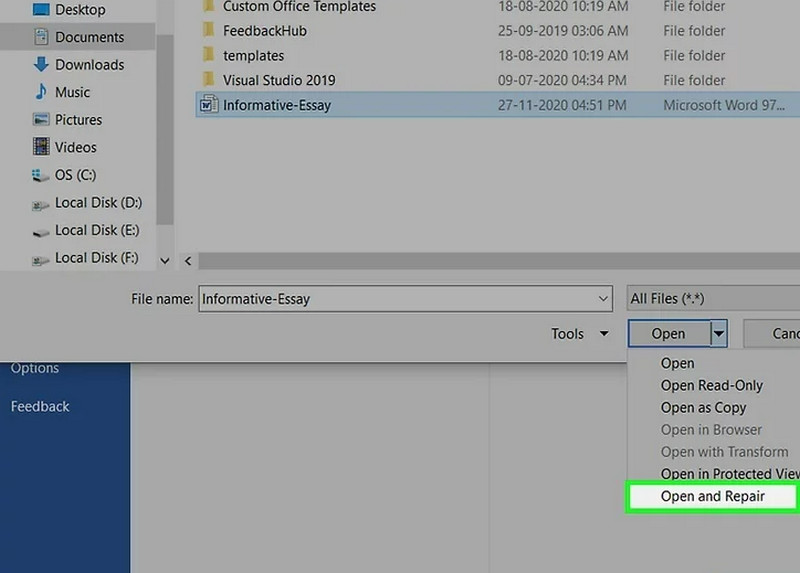 Reparar arquivo danificado no Word
