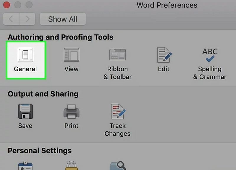 Configuração de preferências do Word no Mac