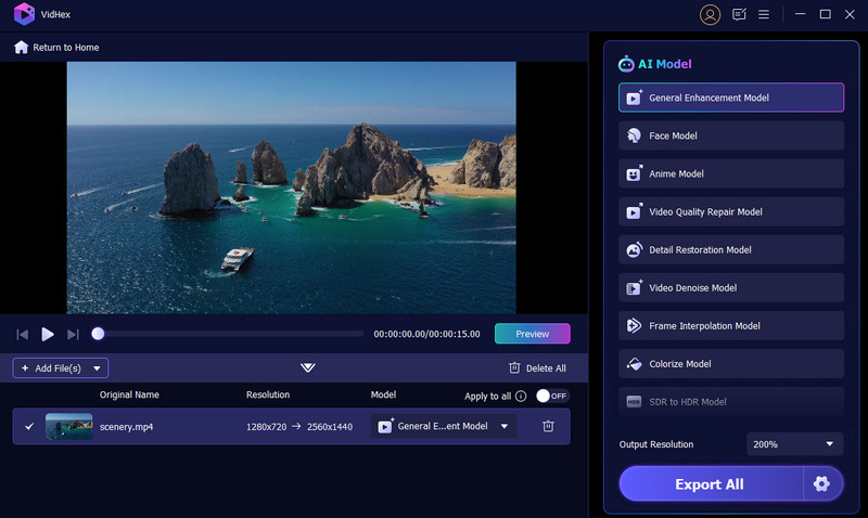 Vidhex Selecionando Modelo.