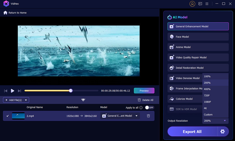Resolução Vidhex Upscale