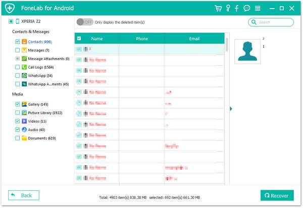 Visualize e recupere contatos do Android