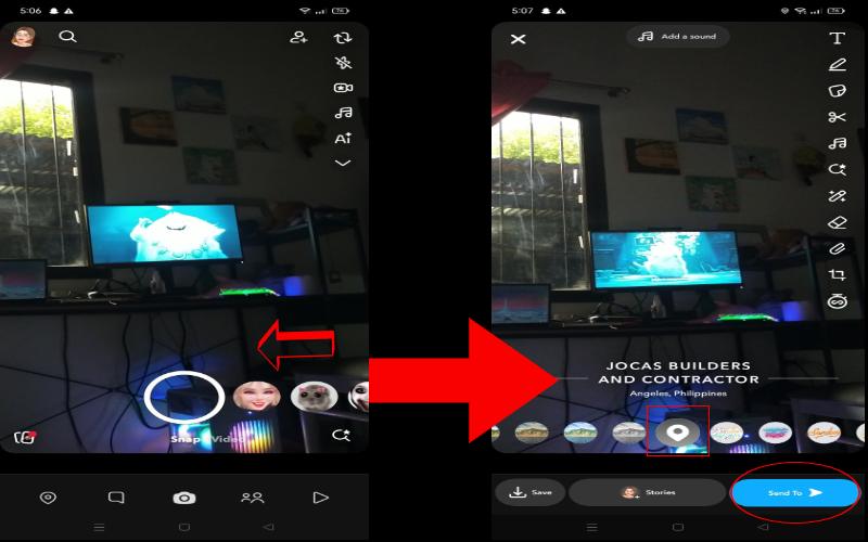 Localização do filtro Snapchat Android