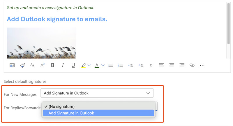 Adicionar assinatura no Outlook Web