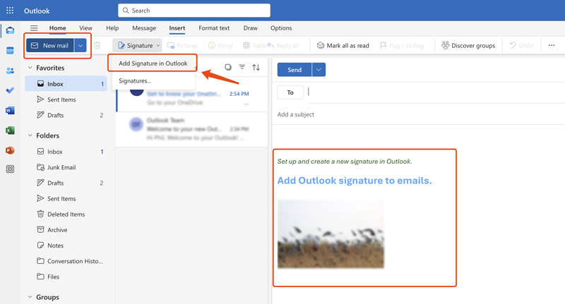 Inserir Adicionar Assinatura no Outlook