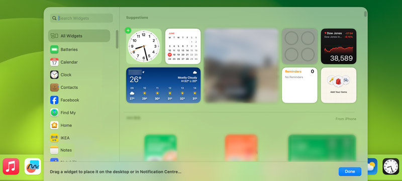 Add Widgets on Mac from Notification Center