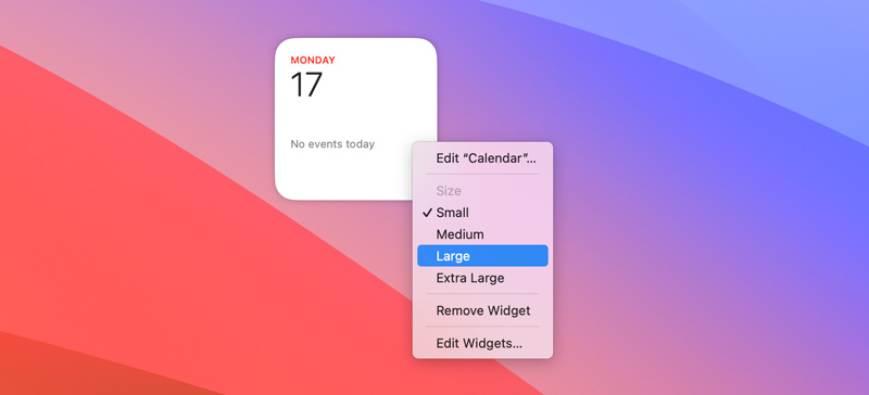 Edit Widgets on Mac Change Size