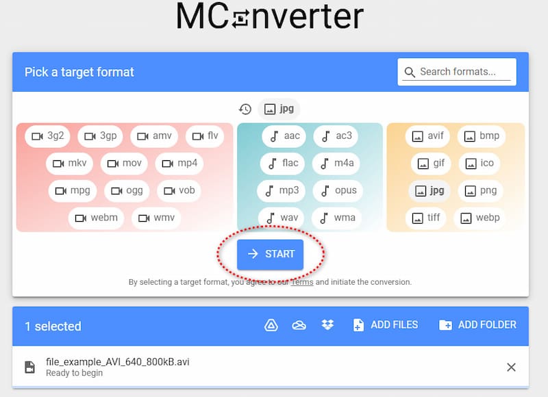 Converta Avi para Jpg no Mconverter