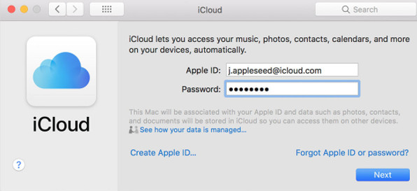 Entrar no iCloud