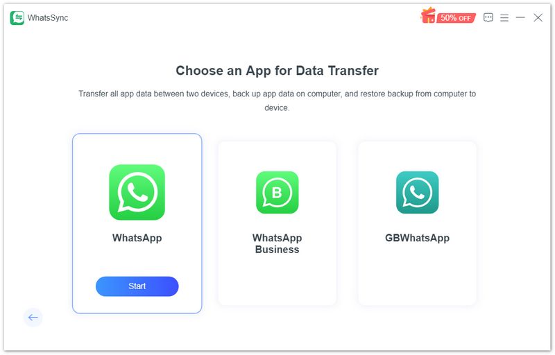 Choose Whatsapp to Start