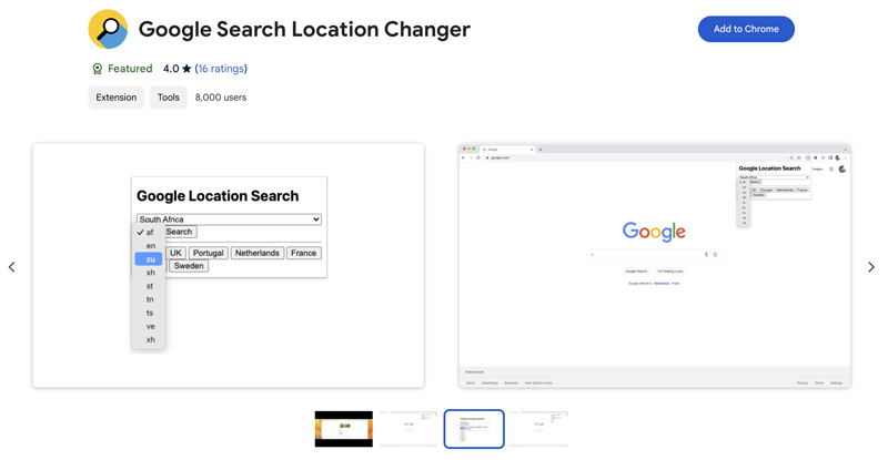 Extensão do Google Search Location Changer