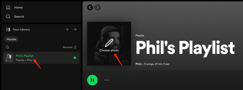 Alterar o Web Player da capa da lista de reprodução do Spotify