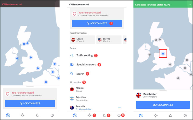 VPN Alterar localização com NordVPN