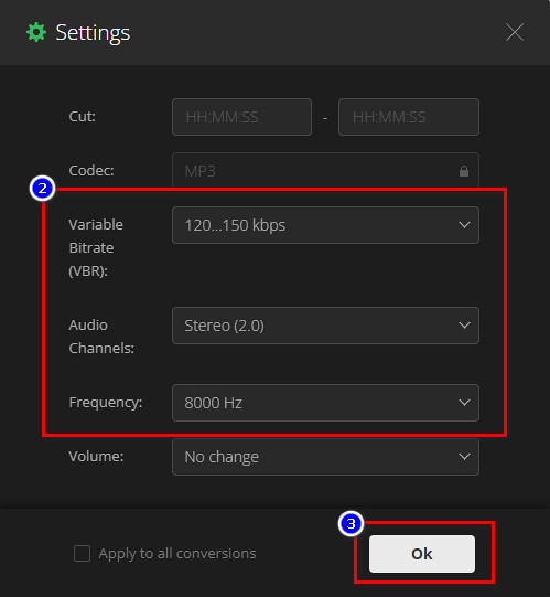 Ajustar configurações AIFF