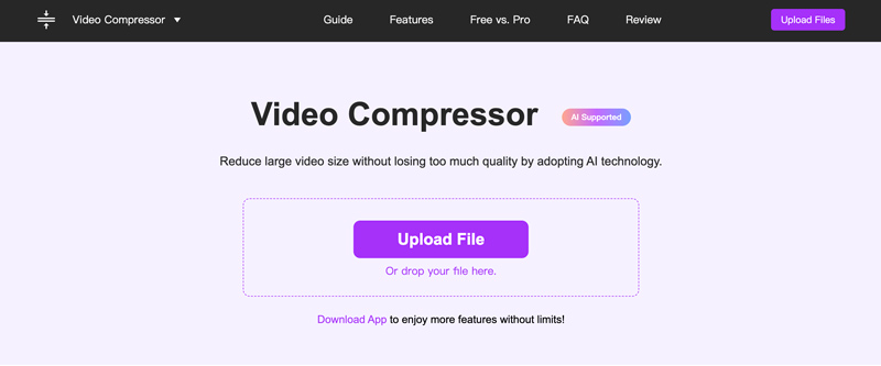 Compressor de vídeo online gratuito Aiseesoft