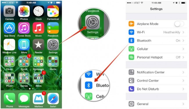 configurações bluetooth