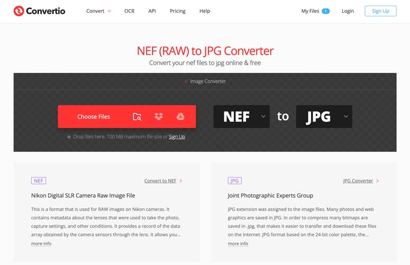 Conversor online de NEF para JPG