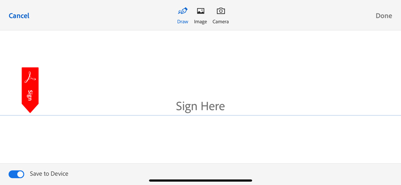 Crie uma assinatura digital no aplicativo Adobe Acrobat Mobile