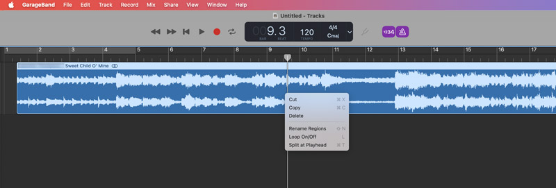 Cut Music on GarageBand Mac