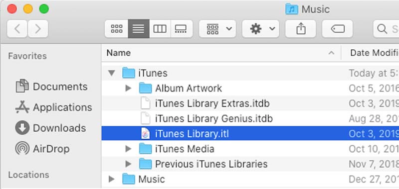 Pasta Itl da Biblioteca do iTunes