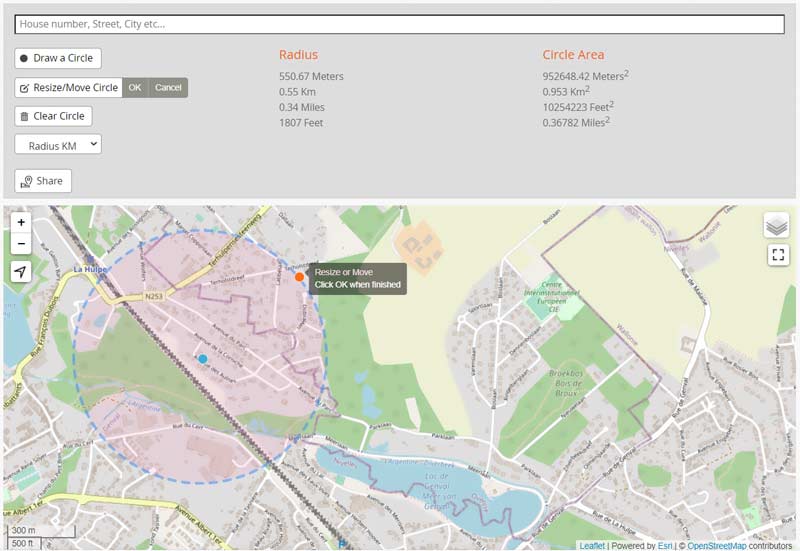 Desenhar um raio em um mapa Mapsdirections