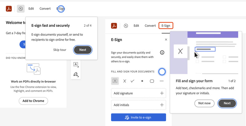 Ferramenta de assinatura Adobe Acrobat E Sign