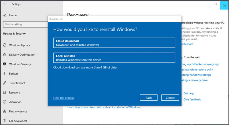 Reinstalar o Windows 10 Escolha uma maneira