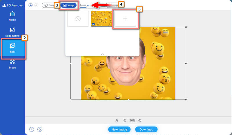 Adicionar plano de fundo mais recente do Emoji