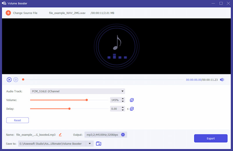 Aumentar o volume Wav