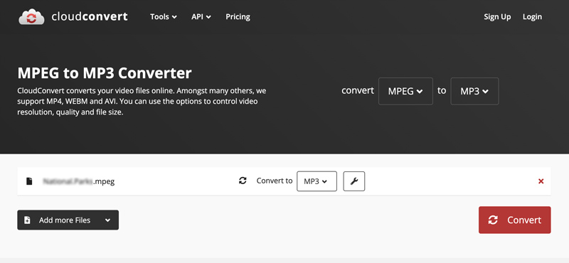 Converter MPEG para MP3 Online CloudConvert