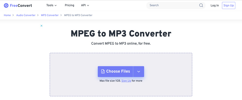 Conversor FreeConvert MPEG para MP3