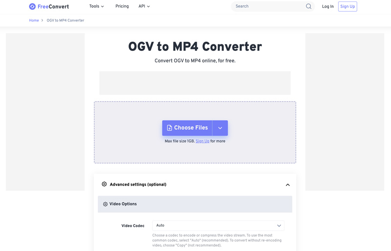 Conversor online gratuito de OGV para MP4