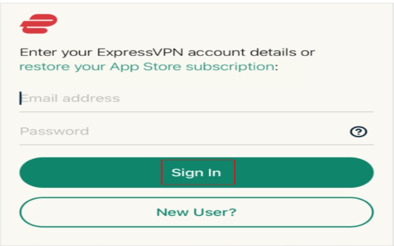 Faça login no Expressvpn