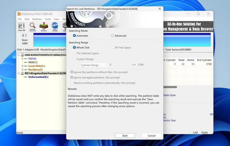 Siga as instruções do Assistente de Recuperação de Partição