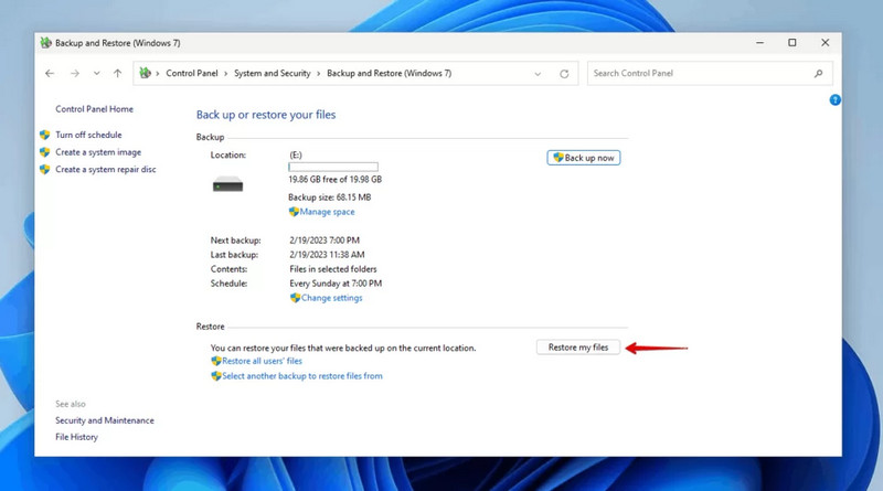 Restaurar meus arquivos