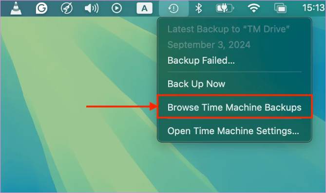 Navegar pelos backups do Time Machine