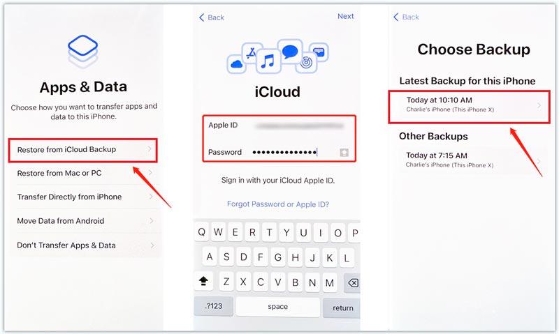 Restaurar do backup do iCloud para recuperar mensagens excluídas