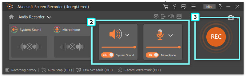 Microfone Aberto e Som do Sistema