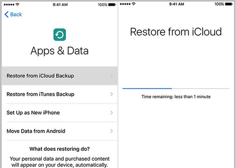 Restaurar do backup do iCloud