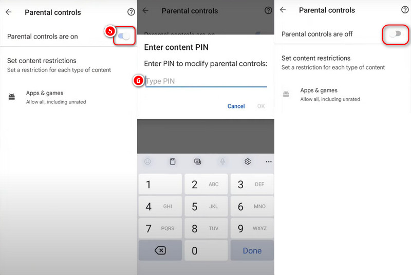 Tap Parental Controls Are on And Enter Pin to Close