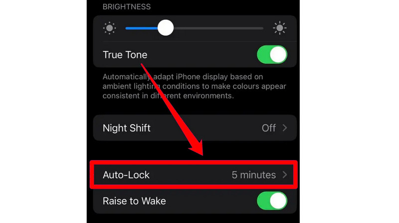 Turn off Screen Timeout iPhone Choose Auto Lock