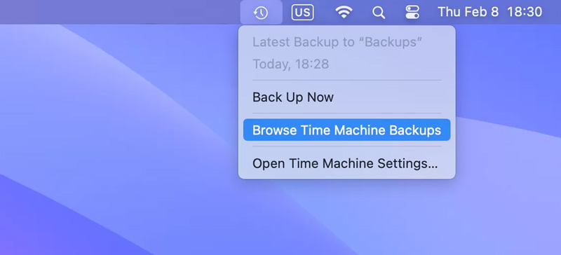 Navegar pelos backups do Time Machine para Mac