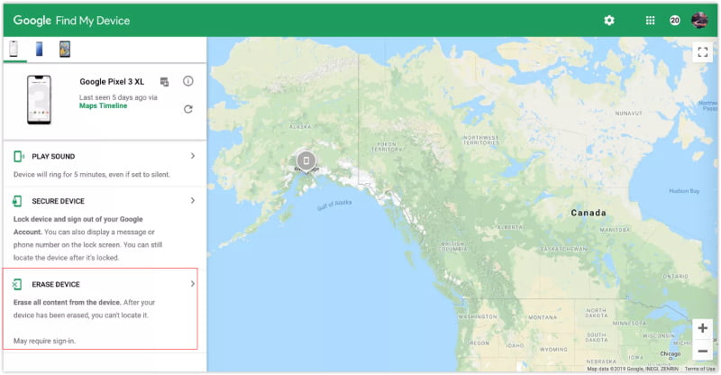 Apagar Encontre Meu Dispositivo do Google
