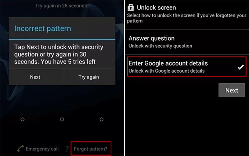 Unlock Samsung with Forgot Pattern